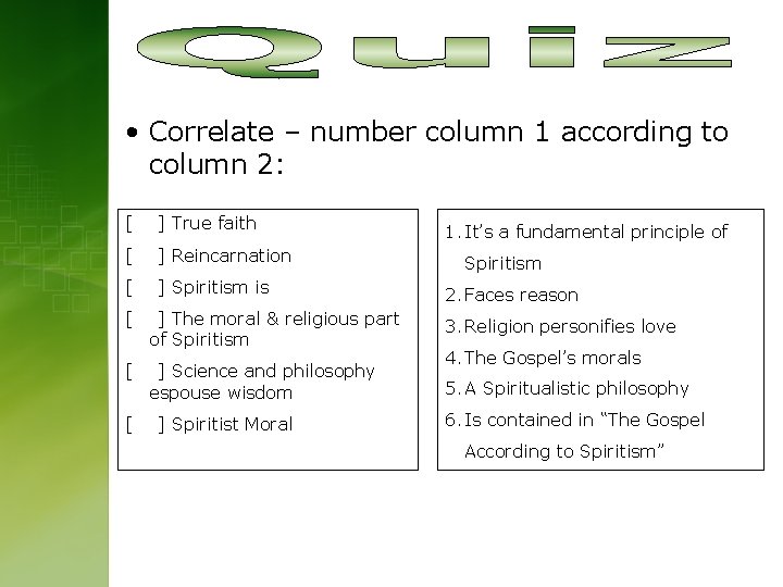  • Correlate – number column 1 according to column 2: [ ] True