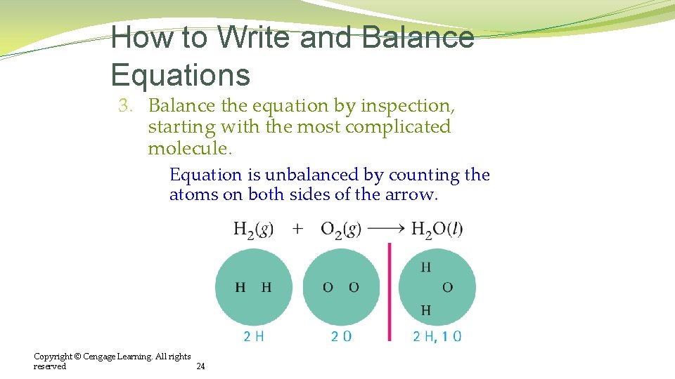 How to Write and Balance Equations 3. Balance the equation by inspection, starting with