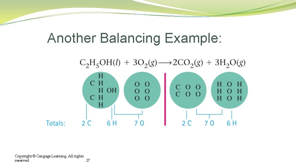 Another Balancing Example: Copyright © Cengage Learning. All rights reserved 27 