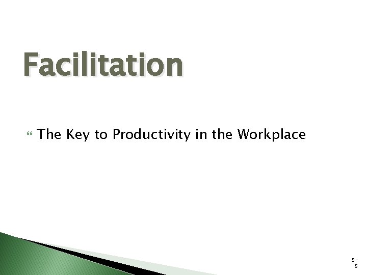Facilitation The Key to Productivity in the Workplace 55 Facilitation The Key to Productivity in the Workplace 55