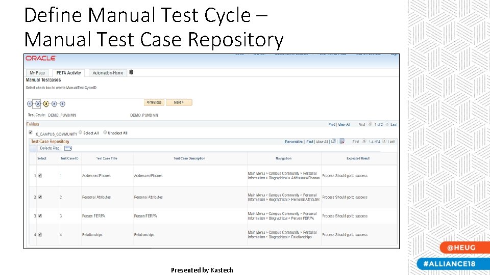 Define Manual Test Cycle – Manual Test Case Repository Presented by Kastech Define Manual Test Cycle – Manual Test Case Repository Presented by Kastech