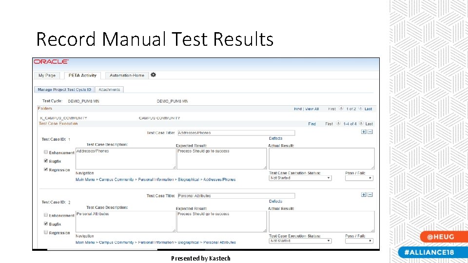 Record Manual Test Results Presented by Kastech Record Manual Test Results Presented by Kastech