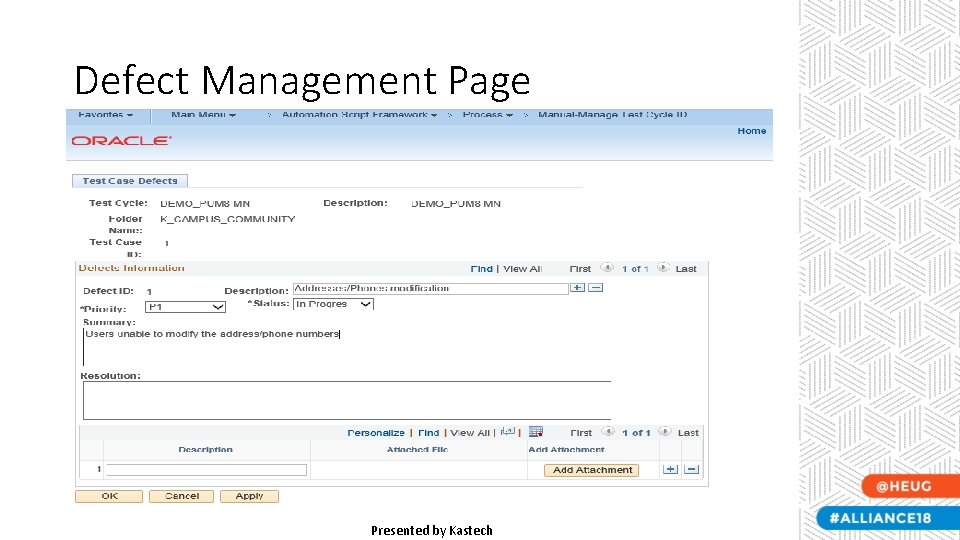 Defect Management Page Presented by Kastech Defect Management Page Presented by Kastech