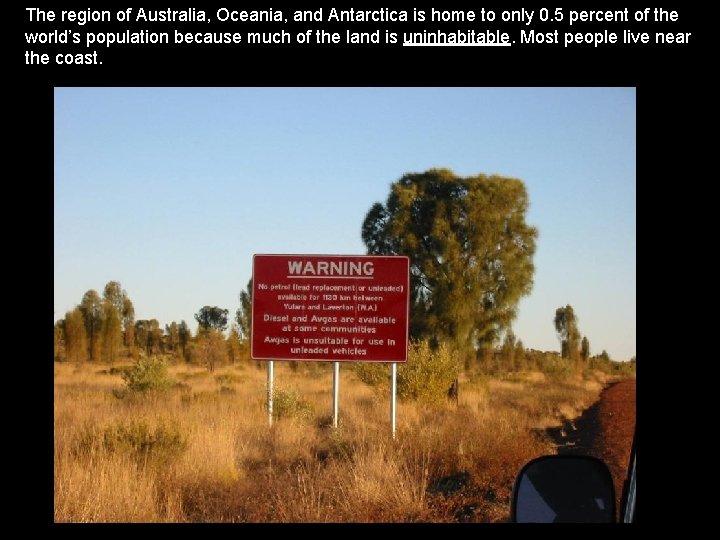 The region of Australia, Oceania, and Antarctica is home to only 0. 5 percent