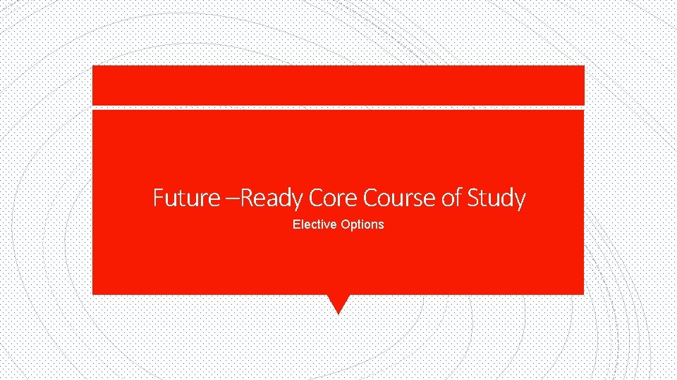 Future –Ready Core Course of Study Elective Options 