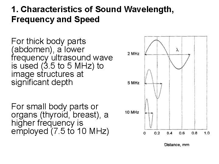 1. Characteristics of Sound Wavelength, Frequency and Speed For thick body parts (abdomen), a