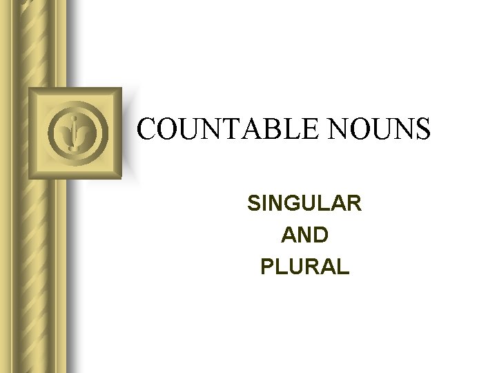 COUNTABLE NOUNS SINGULAR AND PLURAL 