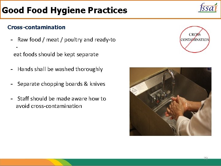 Good Food Hygiene Practices Cross-contamination - Raw food / meat / poultry and ready-to