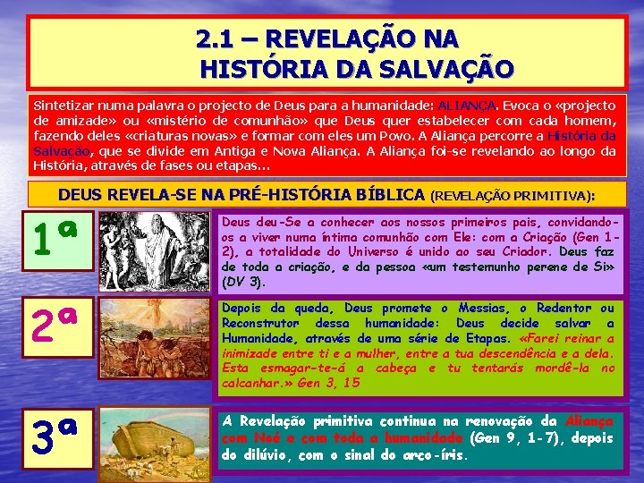 2. 1 – REVELAÇÃO NA HISTÓRIA DA SALVAÇÃO Sintetizar numa palavra o projecto de 2. 1 – REVELAÇÃO NA HISTÓRIA DA SALVAÇÃO Sintetizar numa palavra o projecto de