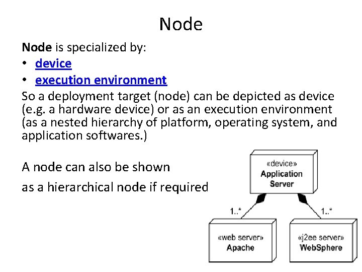 Node is specialized by: • device • execution environment So a deployment target (node) Node is specialized by: • device • execution environment So a deployment target (node)