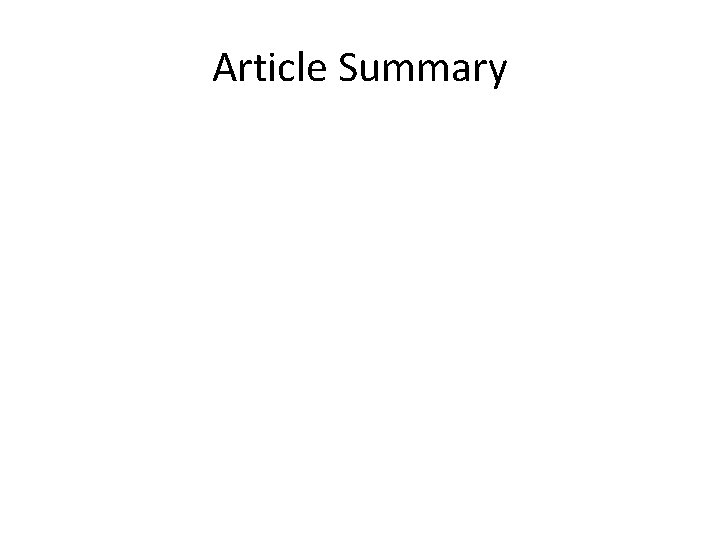 Article Summary 