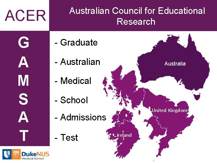 ACER G A M S A T Australian Council for Educational Research - Graduate