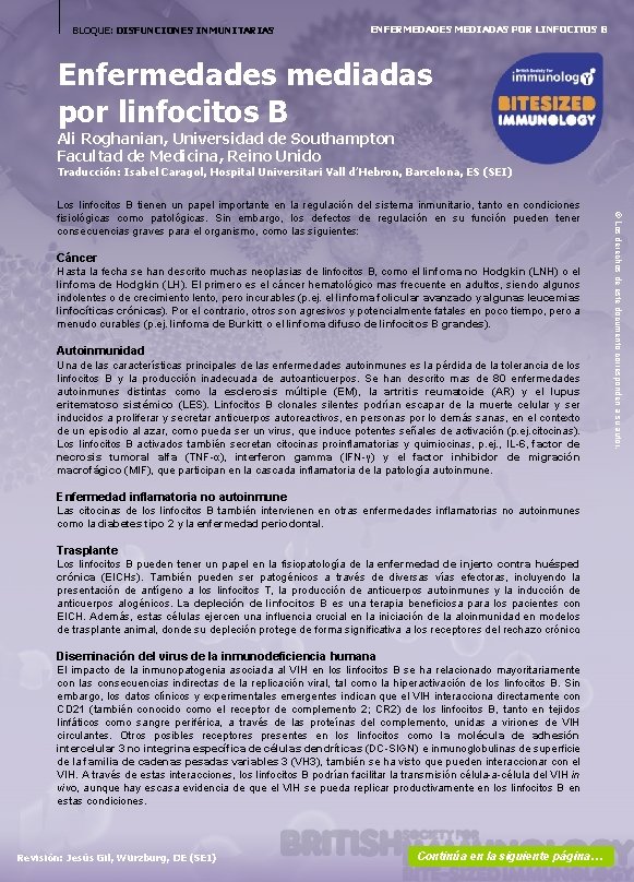 BLOQUE: DISFUNCIONES INMUNITARIAS ENFERMEDADES MEDIADAS POR LINFOCITOS B Enfermedades mediadas por linfocitos B Ali