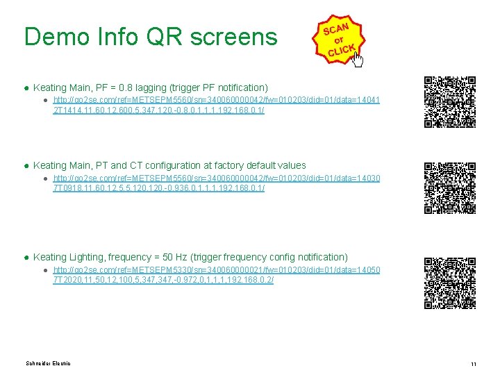 Demo Info QR screens ● Keating Main, PF = 0. 8 lagging (trigger PF