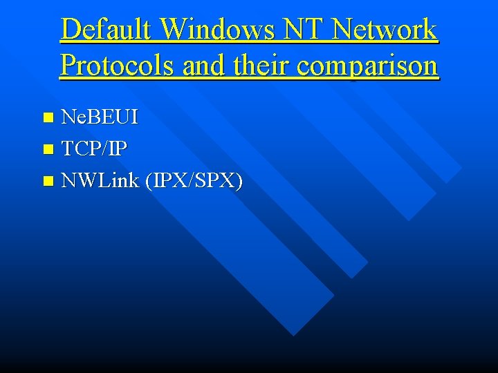 Networking Functions of windows NT Sever Present by