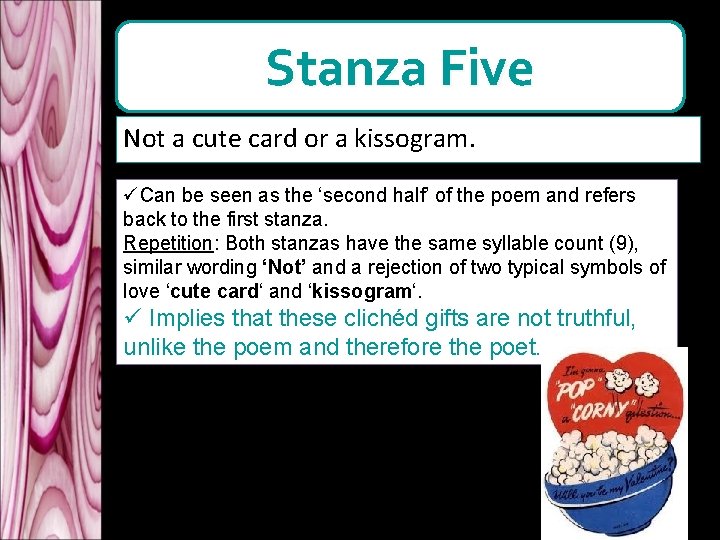 Stanza Five Not a cute card or a kissogram. üCan be seen as the Stanza Five Not a cute card or a kissogram. üCan be seen as the