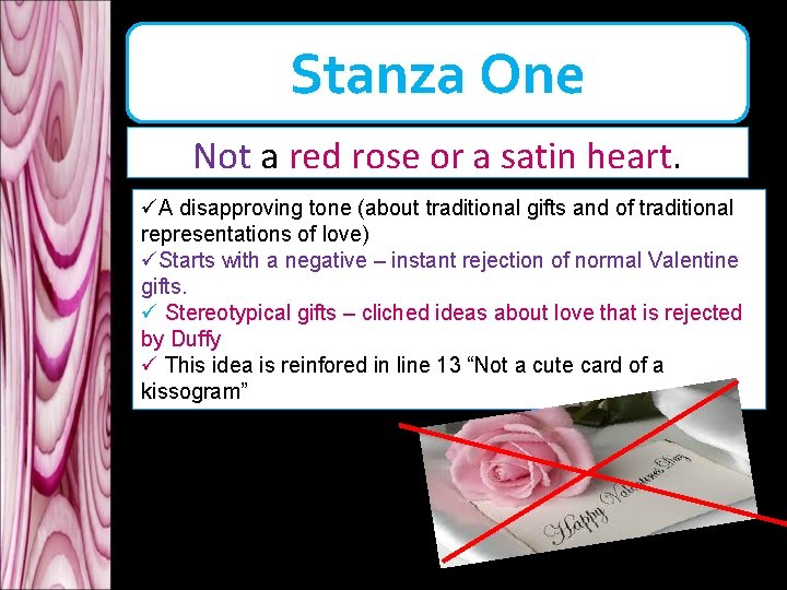 Stanza One Not a red rose or a satin heart. üA disapproving tone (about Stanza One Not a red rose or a satin heart. üA disapproving tone (about