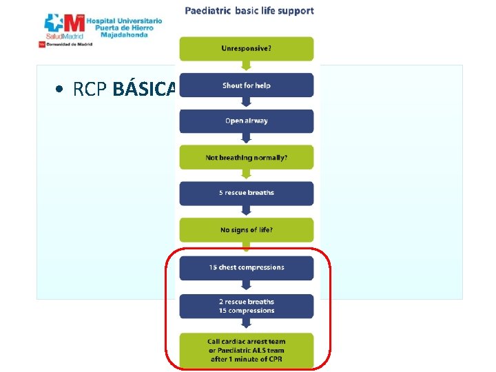  • RCP BÁSICA pediátrica: 