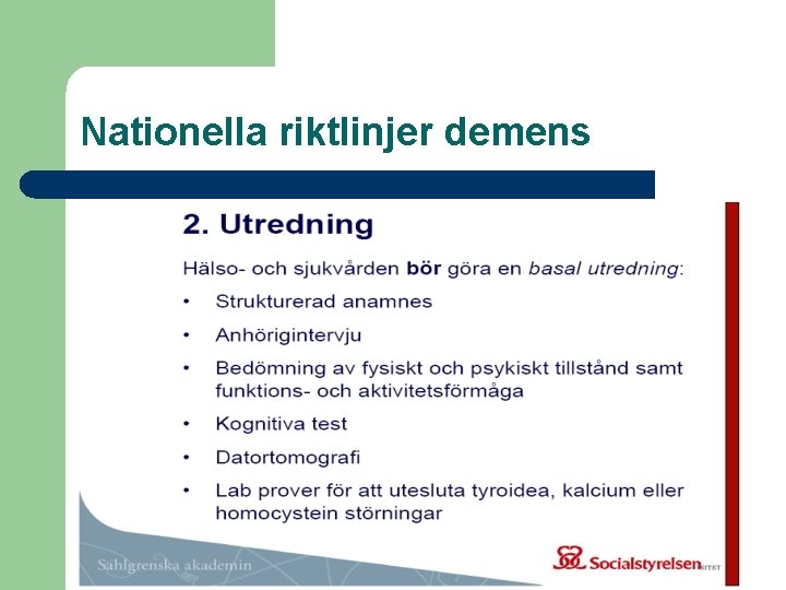 Nationella riktlinjer demens 