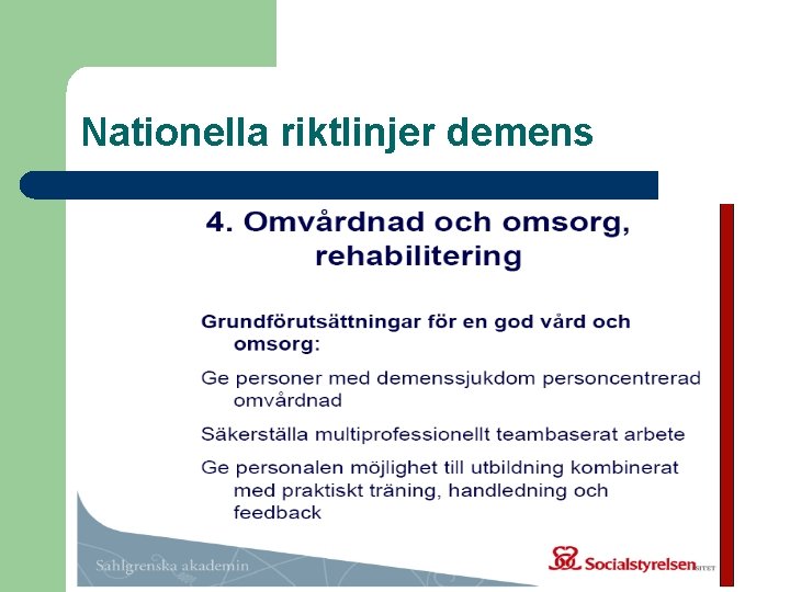 Nationella riktlinjer demens 