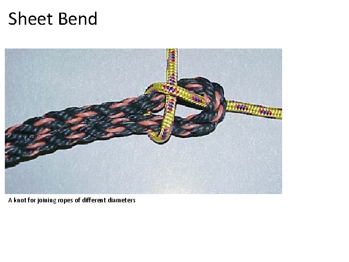 Sheet Bend A knot for joining ropes of different diameters 