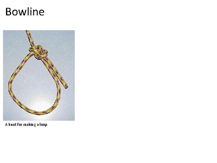 Bowline A knot for making a loop 