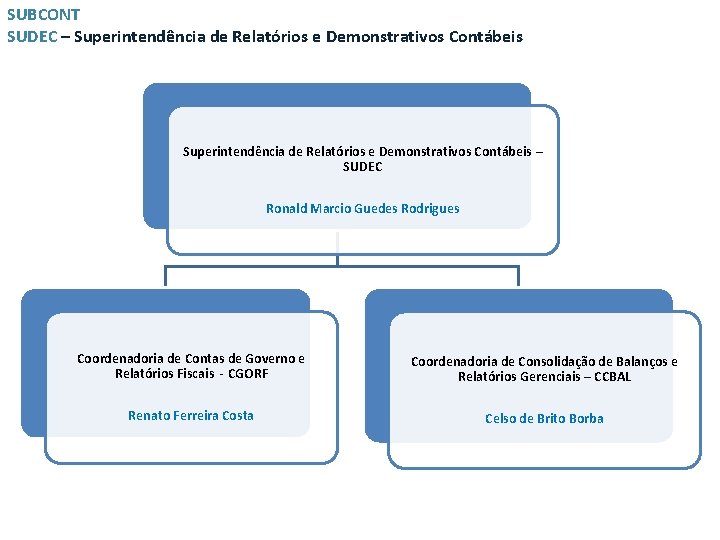 SUBCONT SUDEC – Superintendência de Relatórios e Demonstrativos Contábeis – SUDEC Ronald Marcio Guedes