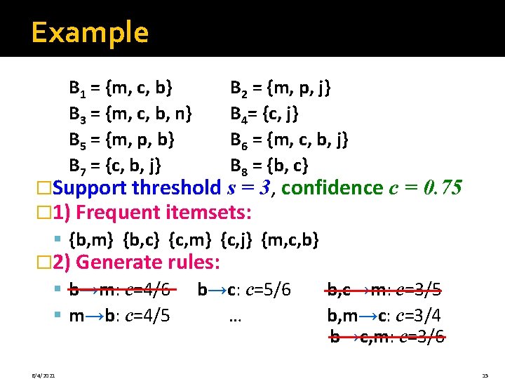 Example B 1 = {m, c, b} B 3 = {m, c, b, n}