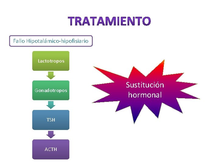 Fallo Hipotalámico-hipofisiario Lactotropos Gonadotropos TSH ACTH Sustitución hormonal 