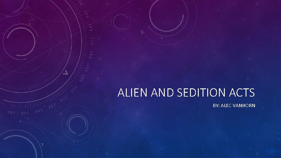 ALIEN AND SEDITION ACTS BY: ALEC VANHORN 