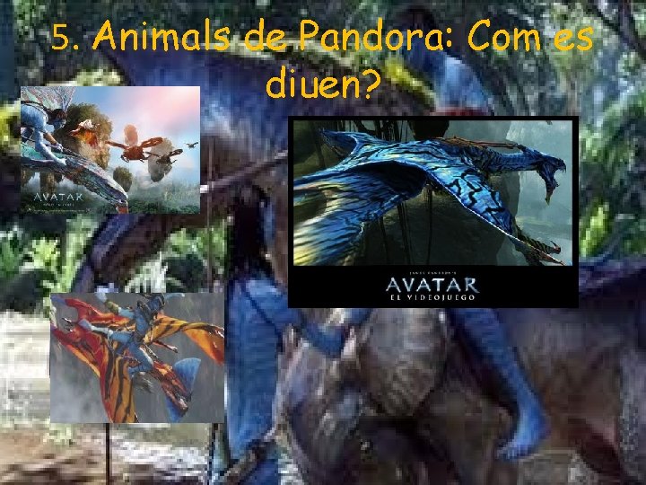 5. Animals de Pandora: Com es diuen? 