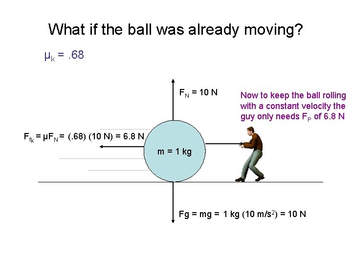 What if the ball was already moving? µk =. 68 FN = 10 N