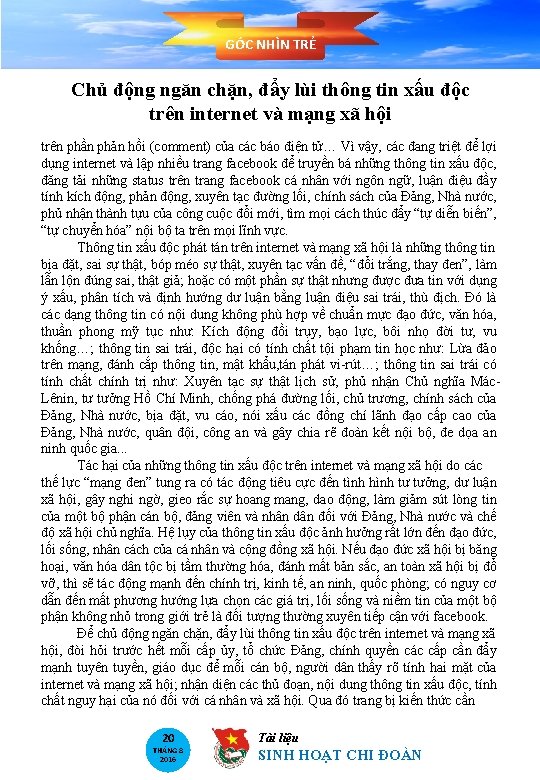 GÓC NHÌN TRẺ Chủ động ngăn chặn, đẩy lùi thông tin xấu độc trên