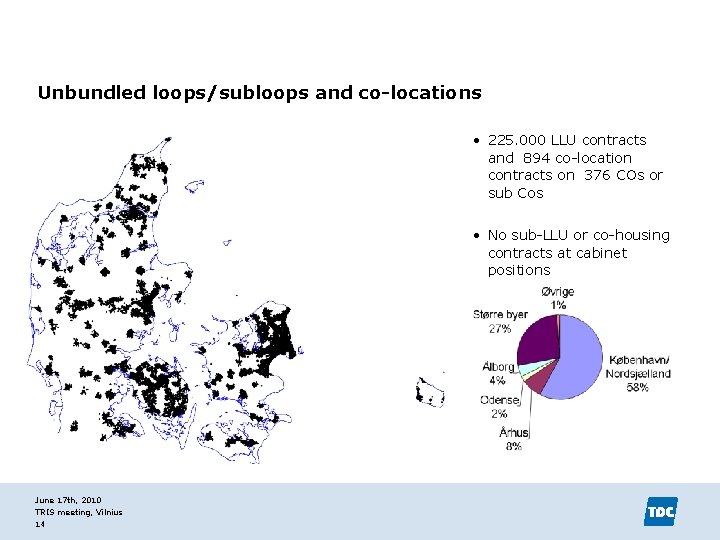 Unbundled loops/subloops and co-locations • 225. 000 LLU contracts and 894 co-location contracts on