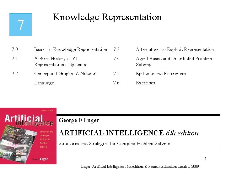 Knowledge Representation 7. 0 Issues in Knowledge Representation 7. 3 Alternatives to Explicit Representation