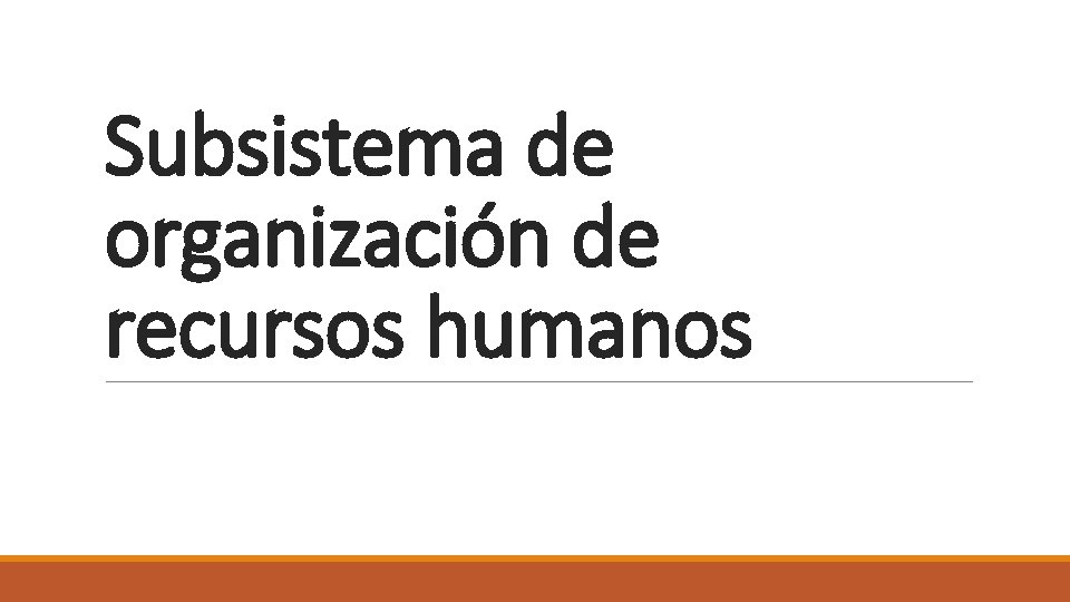 Subsistema de organización de recursos humanos 