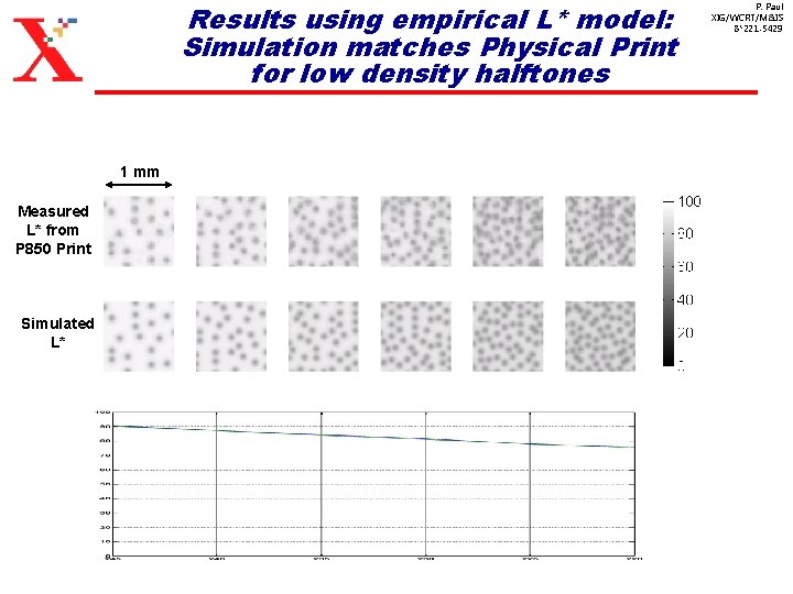 Results using empirical L* model: Simulation matches Physical Print for low density halftones 1