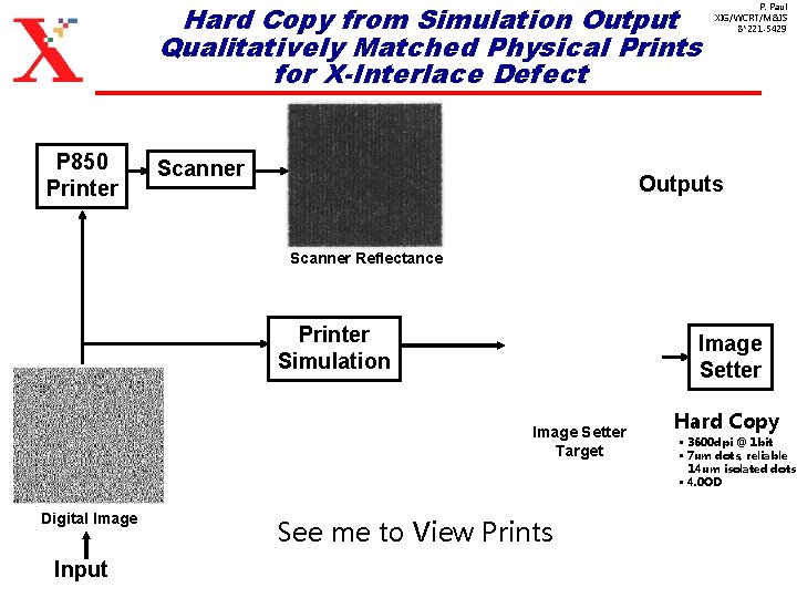 Hard Copy from Simulation Output Qualitatively Matched Physical Prints for X-Interlace Defect P 850