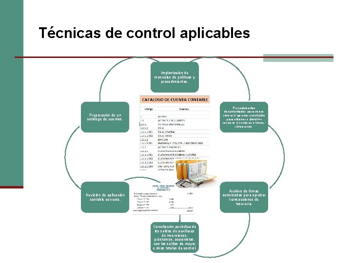 Técnicas de control aplicables Implantación de manuales de políticas y procedimientos. Preparación de un