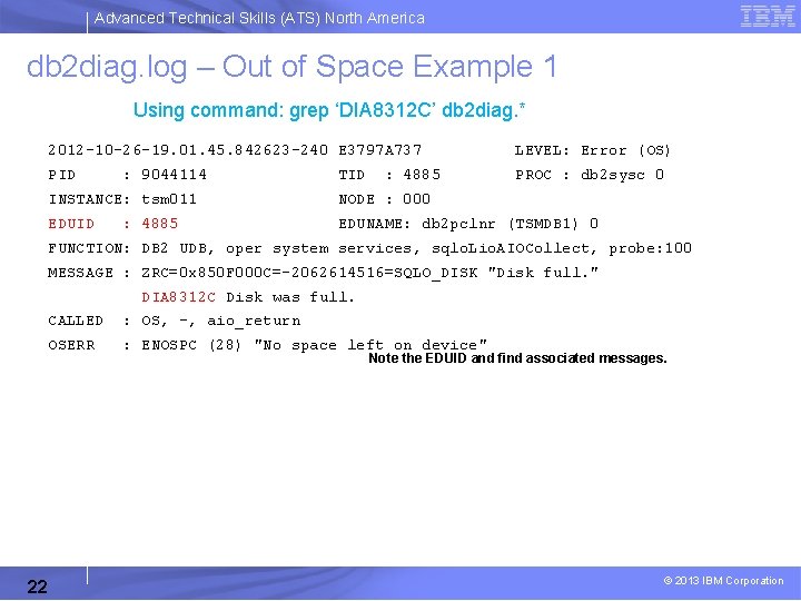 Advanced Technical Skills (ATS) North America db 2 diag. log – Out of Space