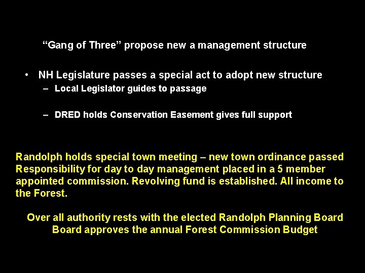 “Gang of Three” propose new a management structure • NH Legislature passes a special