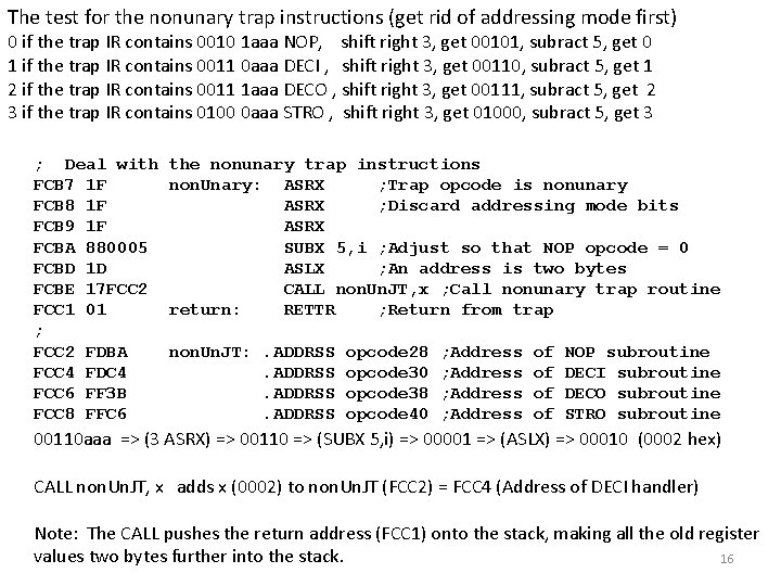 The test for the nonunary trap instructions (get rid of addressing mode first) 0