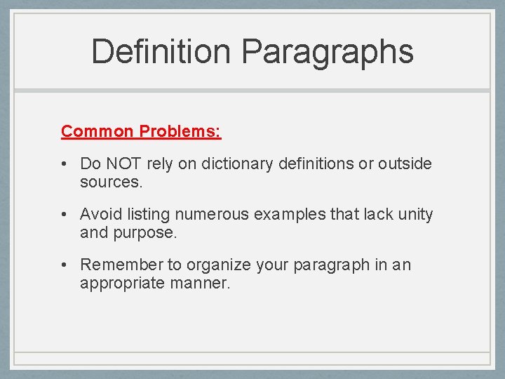 Definition Paragraphs ENL 207 Fall 2015 Definition Paragraphs