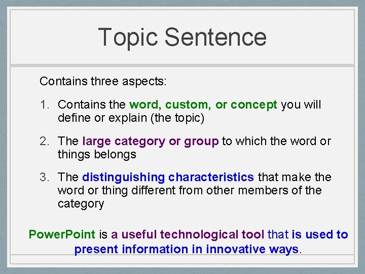 Topic Definition English Examples Definition Paragraphs ENL 207 Fall 2015 Definition Paragraphs