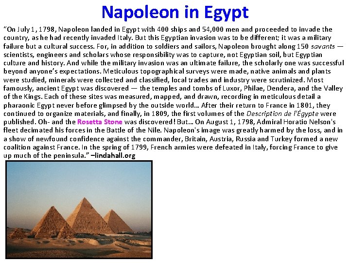 Napoleon in Egypt “On July 1, 1798, Napoleon landed in Egypt with 400 ships Napoleon in Egypt “On July 1, 1798, Napoleon landed in Egypt with 400 ships