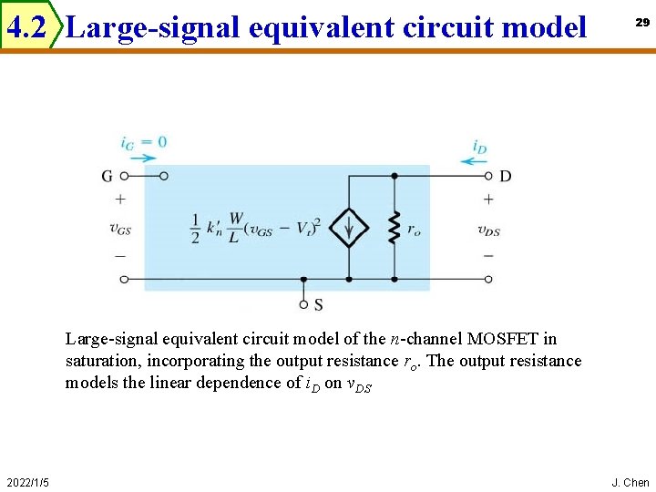 4. 2 Large-signal equivalent circuit model 29 Large-signal equivalent circuit model of the n-channel