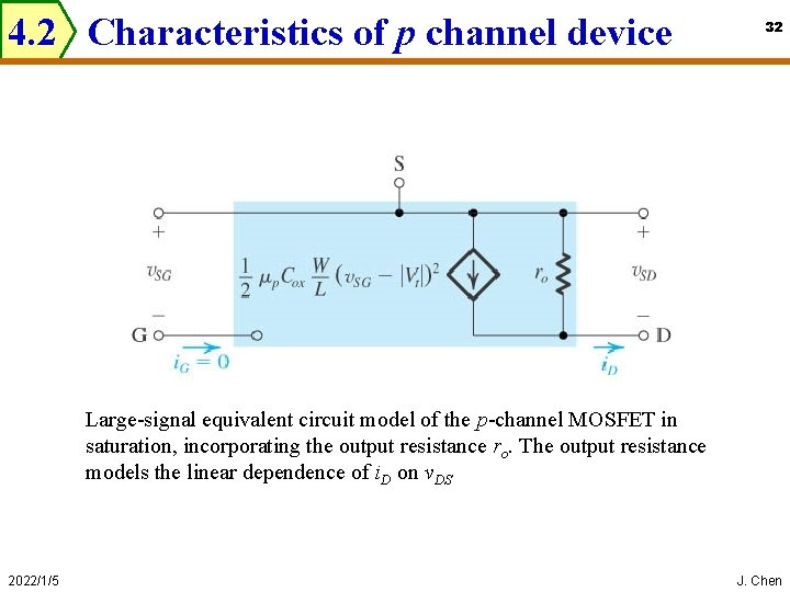 4. 2 Characteristics of p channel device 32 Large-signal equivalent circuit model of the