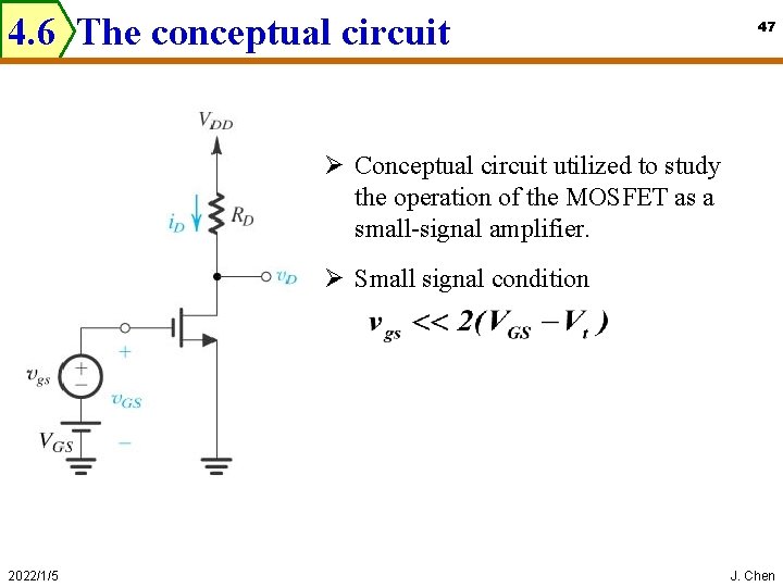 4. 6 The conceptual circuit 47 Ø Conceptual circuit utilized to study the operation
