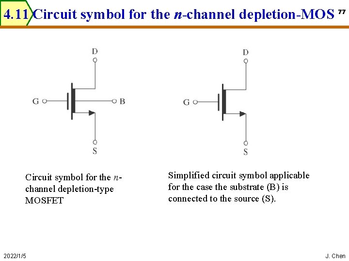 4. 11 Circuit symbol for the n-channel depletion-MOS Circuit symbol for the nchannel depletion-type
