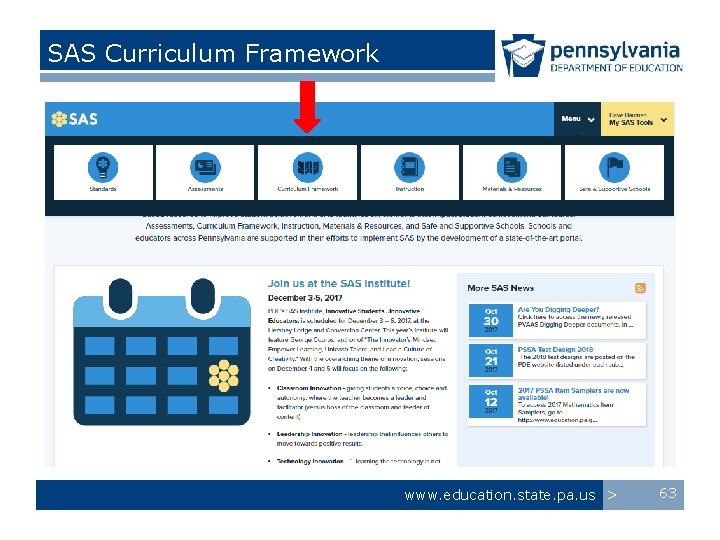 SAS Curriculum Framework www. education. state. pa. us > 63 